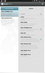 Users can select printers (Android view)